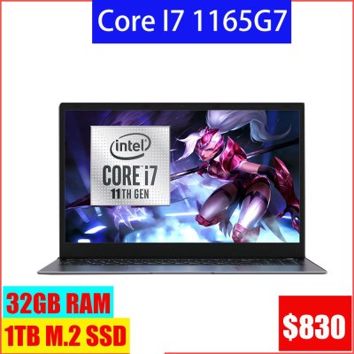 2022 슈퍼 노트북 노트북 32GB DDR4 RAM 1 테라바이트 M.2 SSD 코어 I7 /I5 11th Gen 1165G7 4 코어 15.6