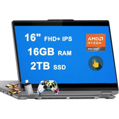 2in1 노트북 터치스크린 미니 포토샵 영상편집 레노버 요가 7 투인원 AI PC 16인치 FHD IPS 터치 AMD Zen4 8코어 Ryzen 8840HS i7-12700H